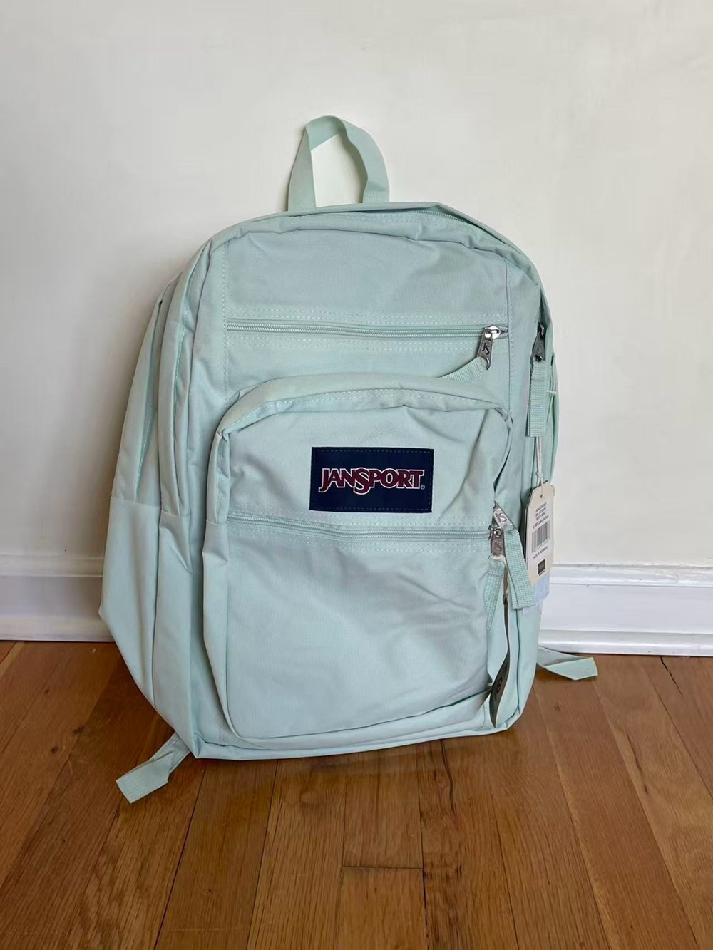 (NEW) Jansport Light Mint Men's Backpack with Front Logo Patch